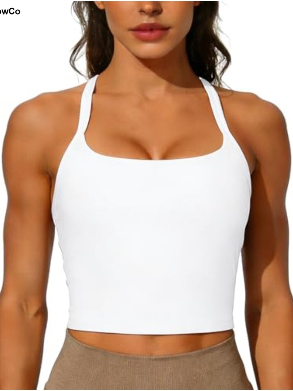 Workout Tank Top Built-in Bra Racerback Padded Crop Gym Athletic